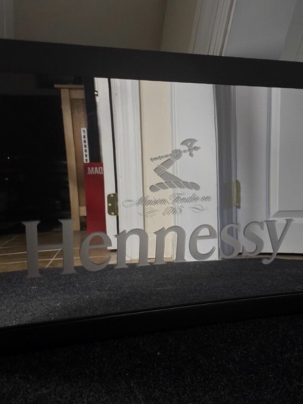 Hennessy Branded Wall Mirror Decal - Silver Lettering